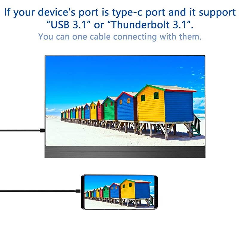 Monitor 1920x1080 Display 15.6-inch Super Thin IPS Gaming Monitor Screen USB-C for Laptop Computer Mac Phone HDMI Device,PS4 Xbox,Nintendo,Raspberry pi, Mac Mini,Mobile with Leather Case