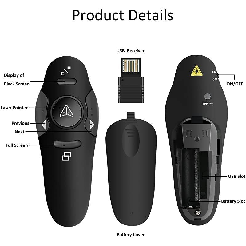 Wireless Presenter RF 24GHz Remote Presentation USB Control PowerPoint PPT Clicker Pointer