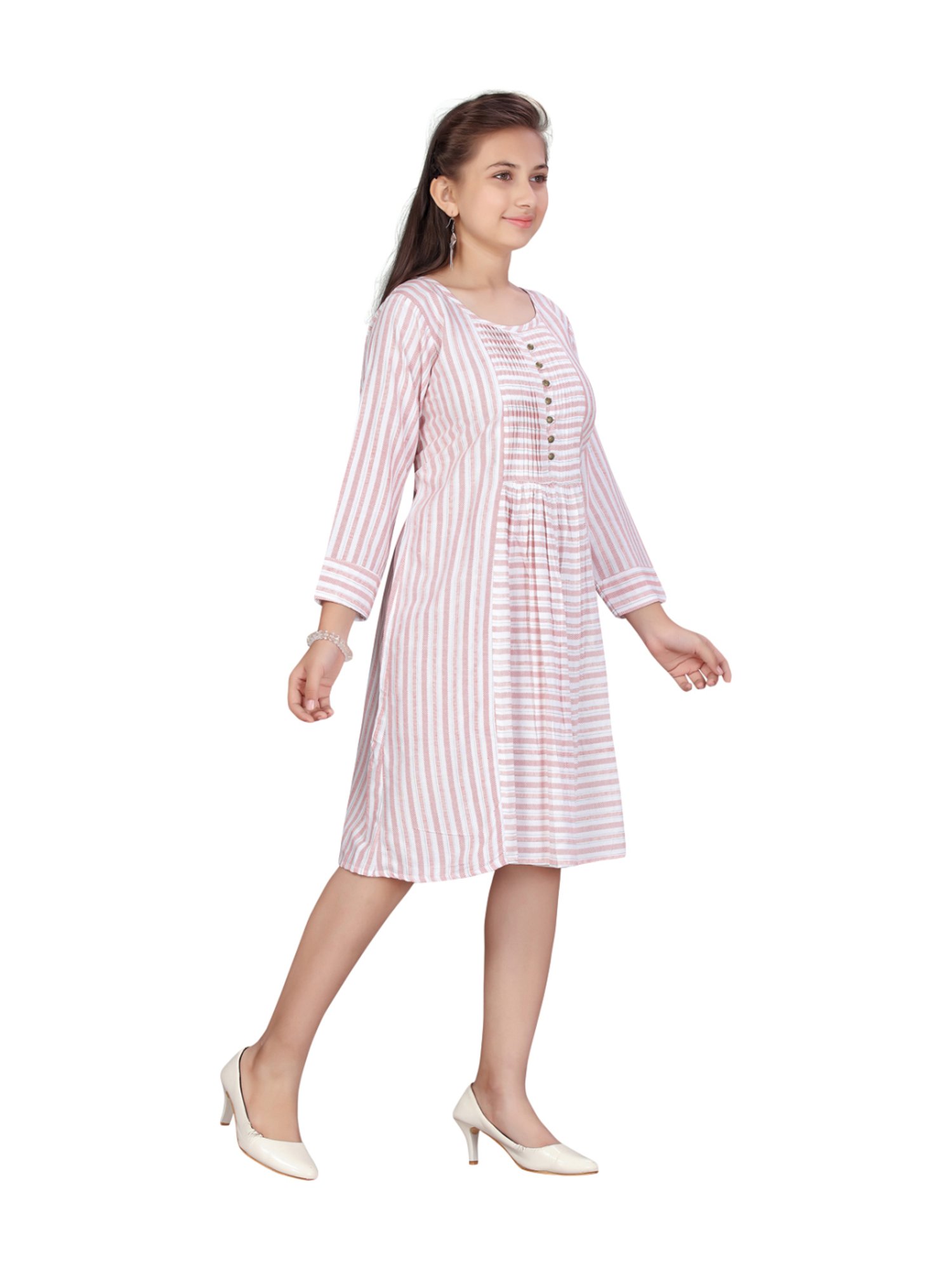 Aarika Kids Red Cotton Striped Dress