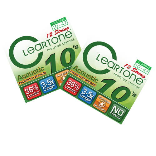 Cleartone Acoustic 12 String Guitar - Phosphor Bronze - Light .010 .047 - 2 Pack