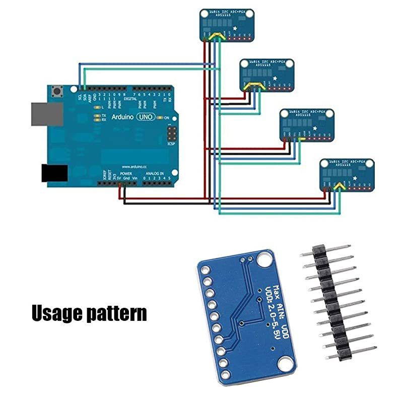 2Pcs ADS1115 AnalogtoDigital Converter 16 Bit 4 Channel ADC PGA Development Board Module with Programmable Gain Amplifier for Arduino Raspberry Pi