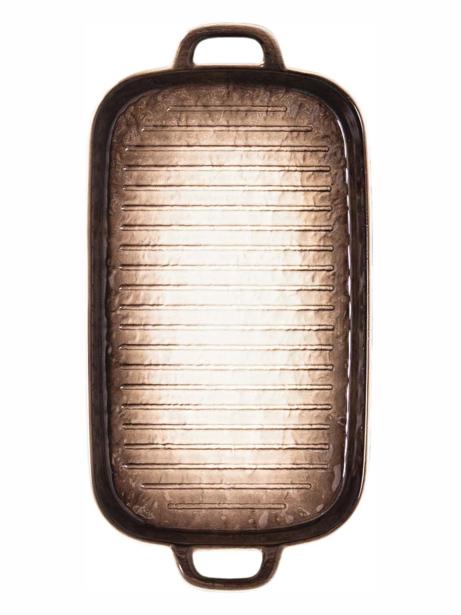 White Gold White & Brown Porcelain Rectangle Serving Platter With Handle