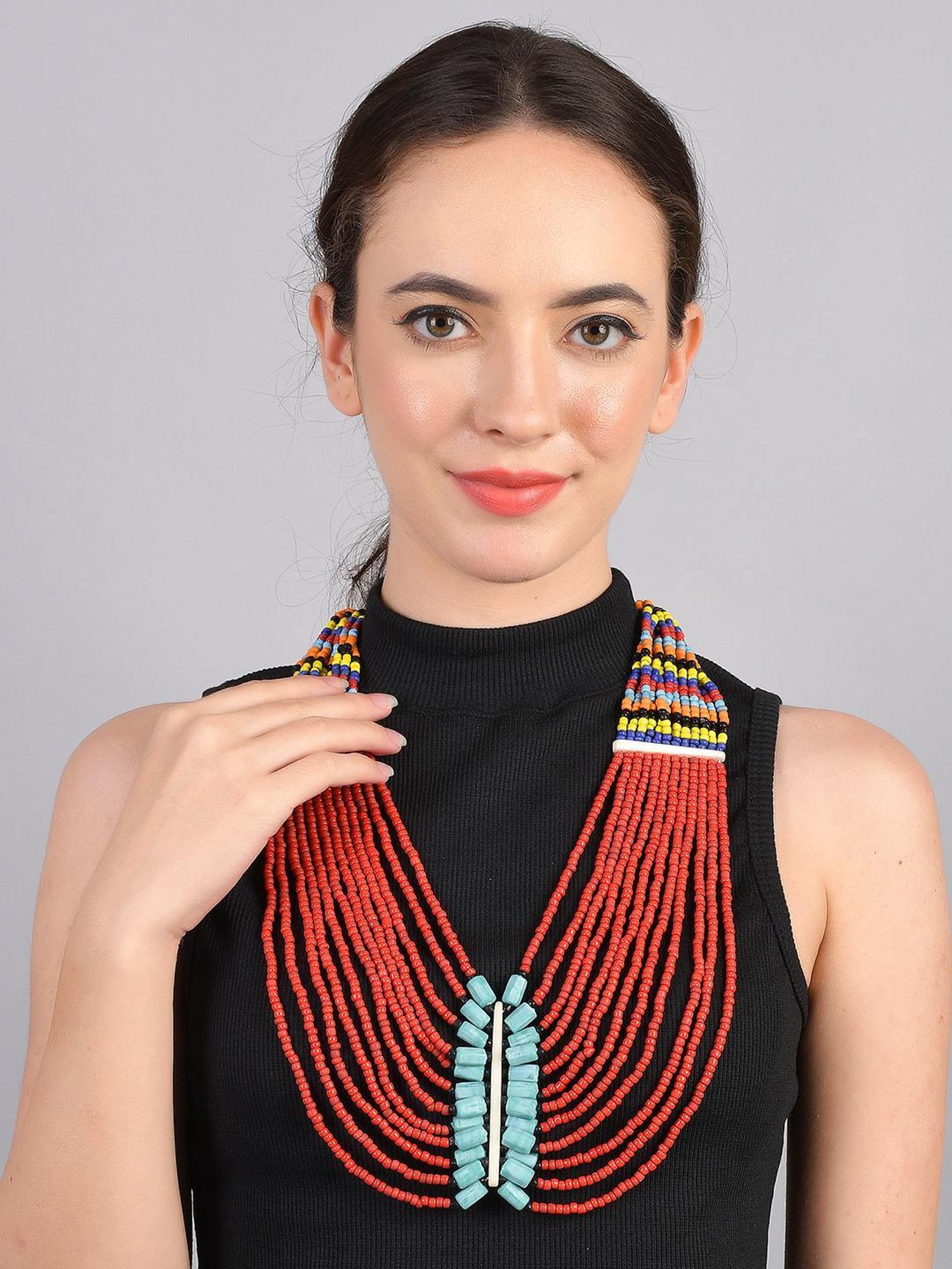 Imli Street Multicolor Vintage Naga Beaded Tribal Necklace