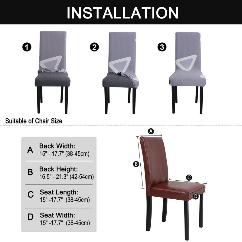 1 Pc Spandex Stretch Dining Chair Slipcovers Light Gray+White  - PiccoCasa