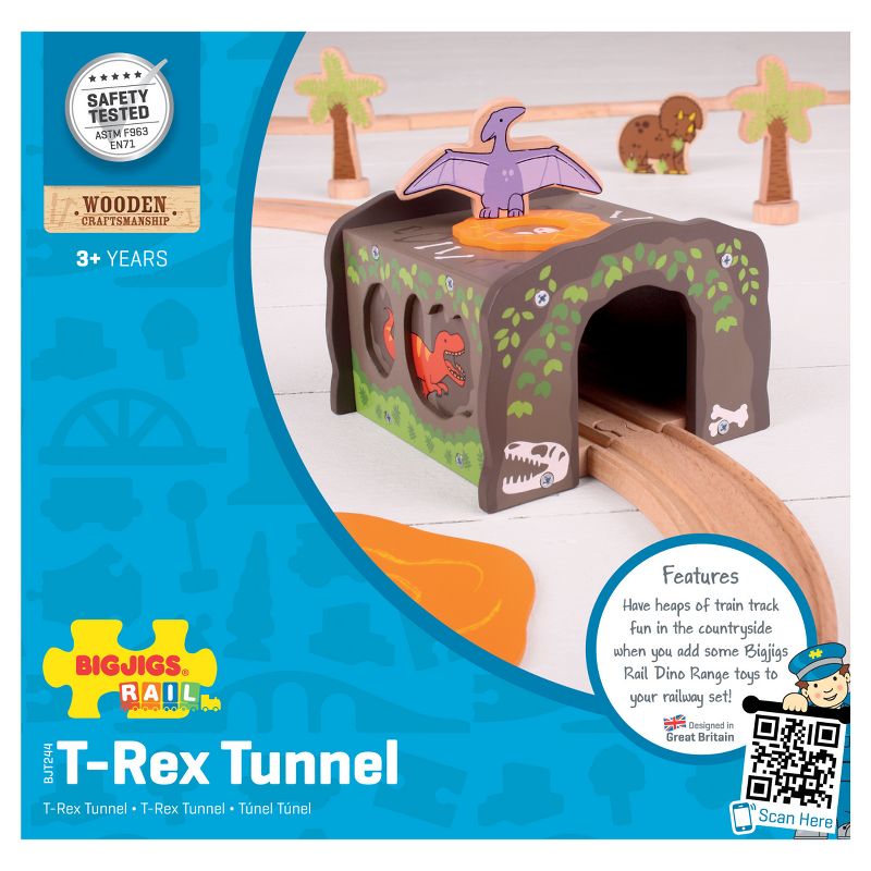 Bigjigs Rail T-Rex Tunnel Wooden Railway Train Set Accessory