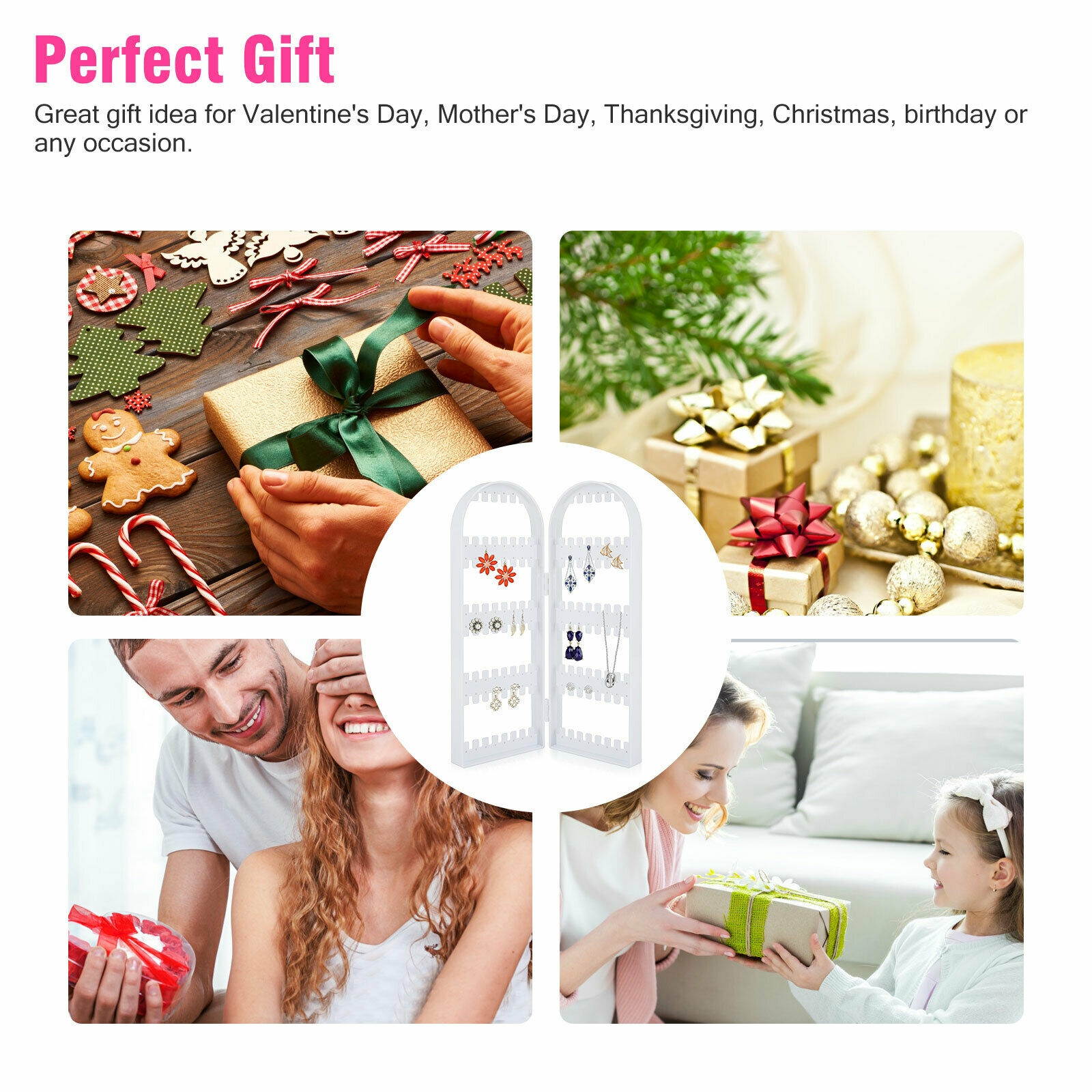 120Holes Earrings Ear Studs Jewelry Display Rack Stand Organizer Case Holder Box