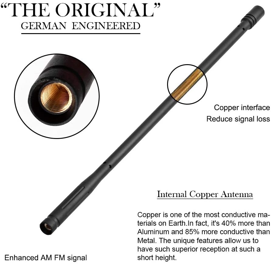 ASOOLL 13 inch Copper Radio Antenna for GMC Sierra Savana Chevy Silverado Suburban1500 2500 3500 2500 HD 3500 HD Easy-to-Replace Antenna Accessories