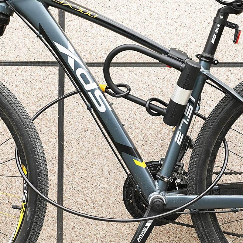 U Lock BikeHeavy Duty Bicycle ULock16mm Shackle and 1200mm Strong Cable with Mounting BracketAntiTheft Bike Safety Tool