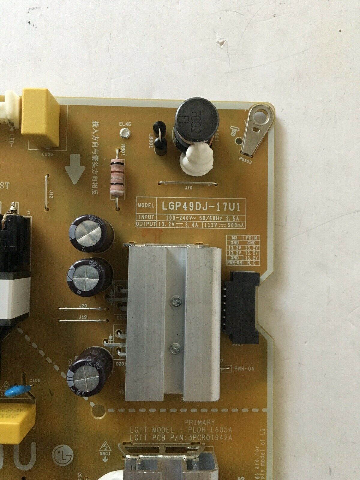 LG 49UM6900PUA POWER SUPPLY BOARD LGP49DJ-17U1