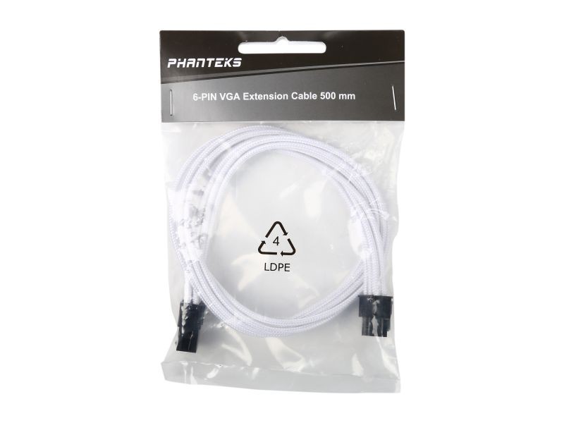 Phanteks PH-CB6V_RD 1.64 ft. (0.50 m) PCIe 6 to 6 Pin VGA Premium Sleeved Extension Cable