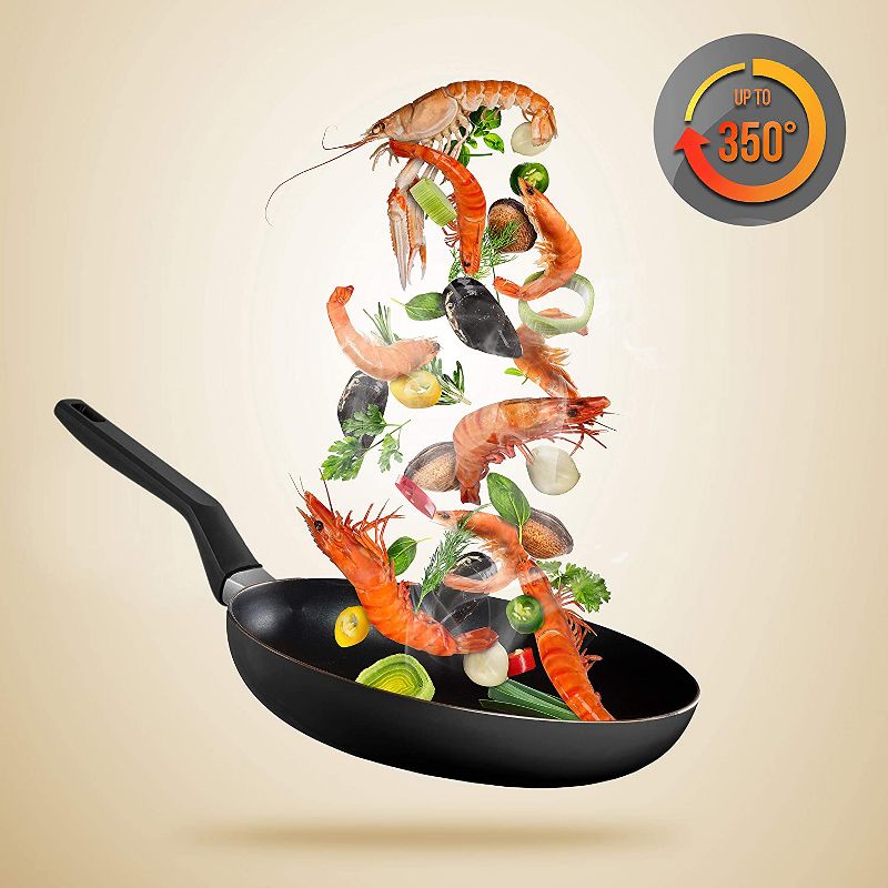 NutriChef Aluminum Nonstick Cooking Kitchen Cookware Pots and Pan Set with Lids and Utensils, 13 Piece Set, Black