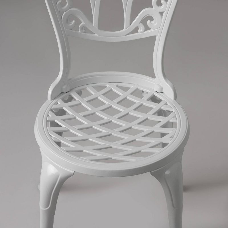 Palisade 3pc Aluminum Bistro Set in White - Balkene Home