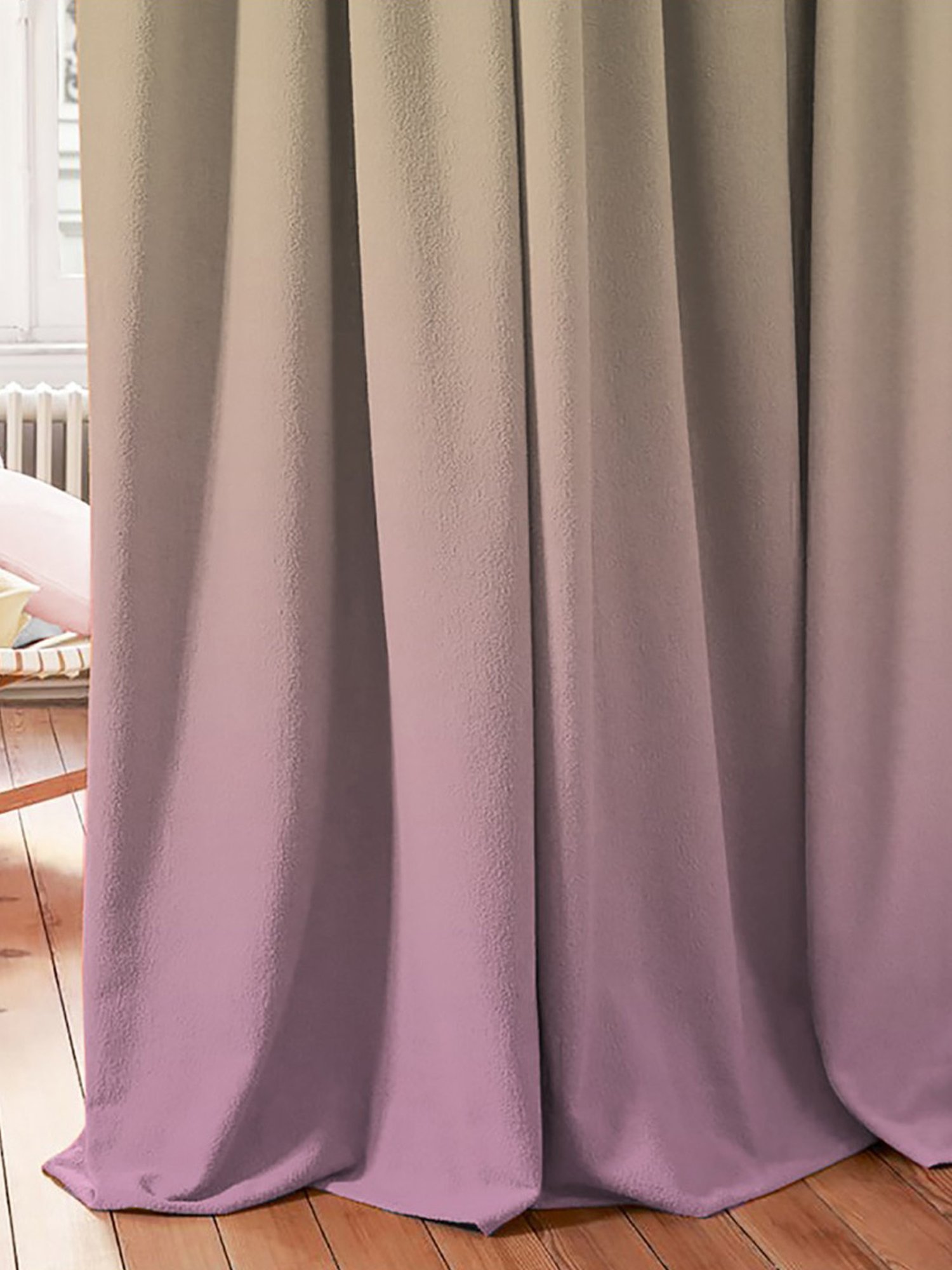 SPACES DRAPE STORY Elegant Printed Pink & Beige Polyester 7 ft Door Curtains - Set of 4