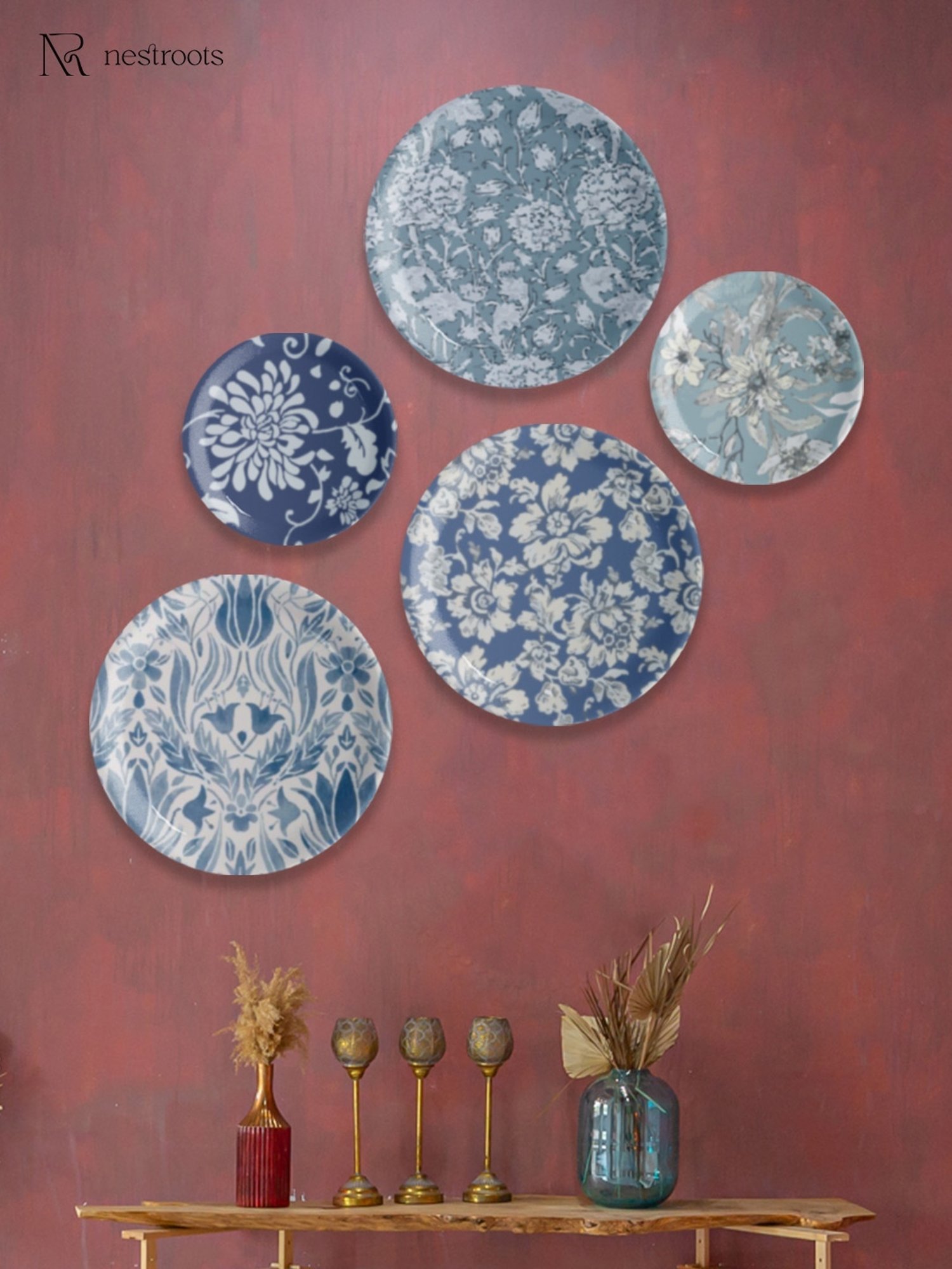 Nestroots Indigo Heritage Multicolor Porcelain Wall Plate