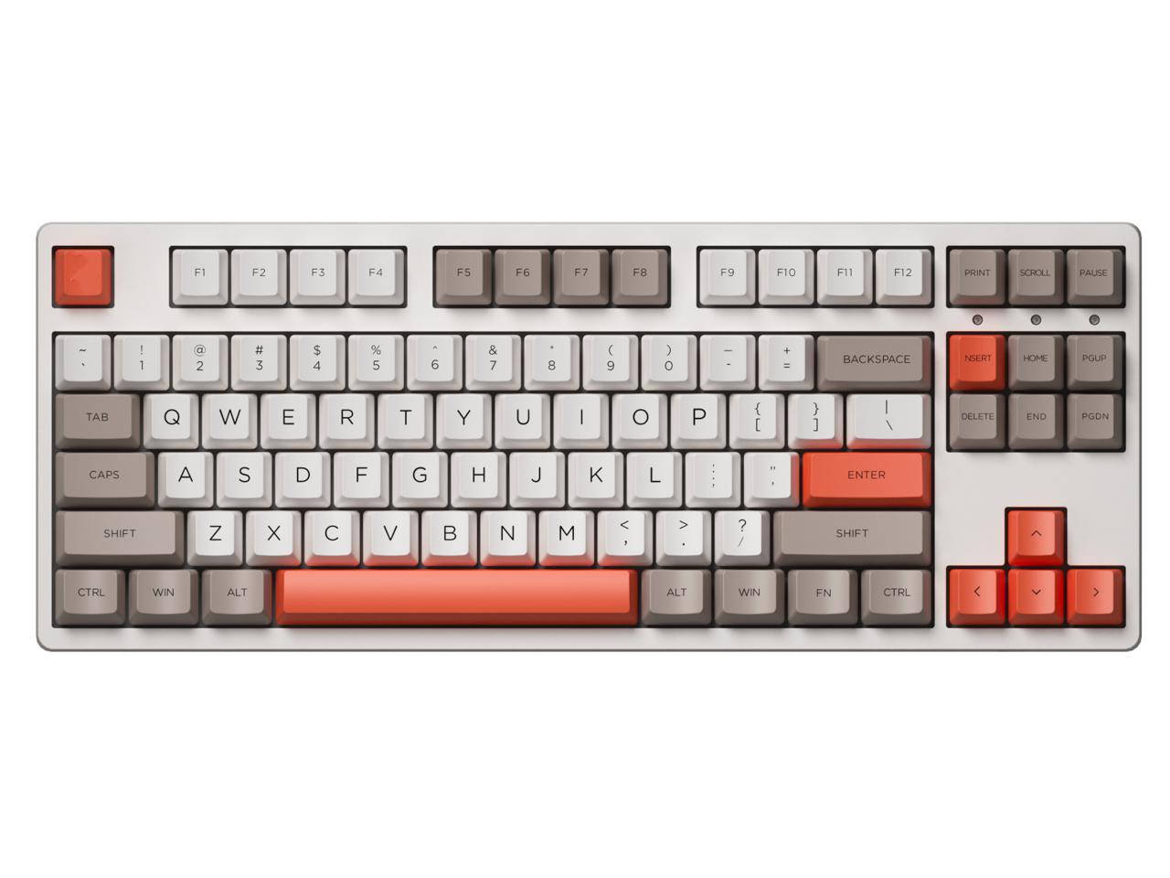 Kofure 3087V2 Steam Engine Retro TKL Gaming Mechanical Keyboard Double Shot Dye Sub PBT Keycaps NKRO Detachable USB Type-C White/Brown