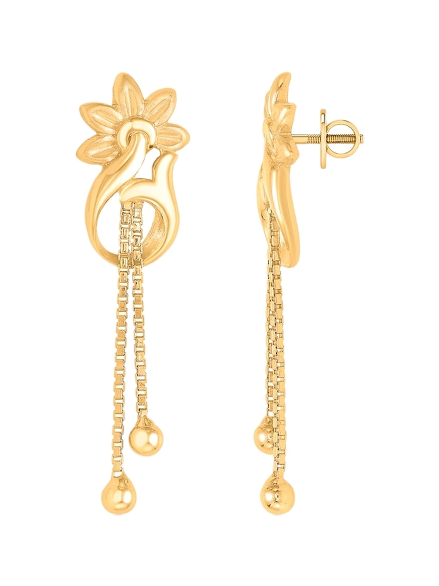 P.N.Gadgil Jewellers 22 Karat (916) BSI Hallmarked Yellow Gold Gleaming Delight DanglerEarring