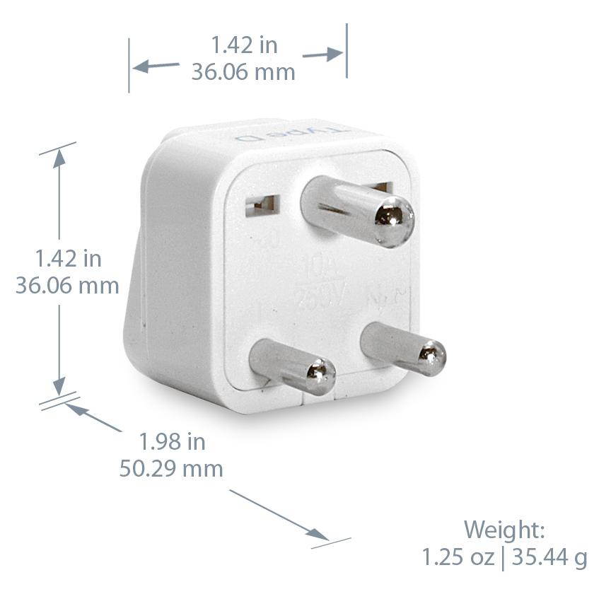 Ceptics India, Pakistan, Nepal, Bangladesh Travel Plug Adapter (Type D), Universal Socket Plug Accepts Plugs From any Country, Perfect for Cell Phones, Laptop - 3 Pack (GP-10)