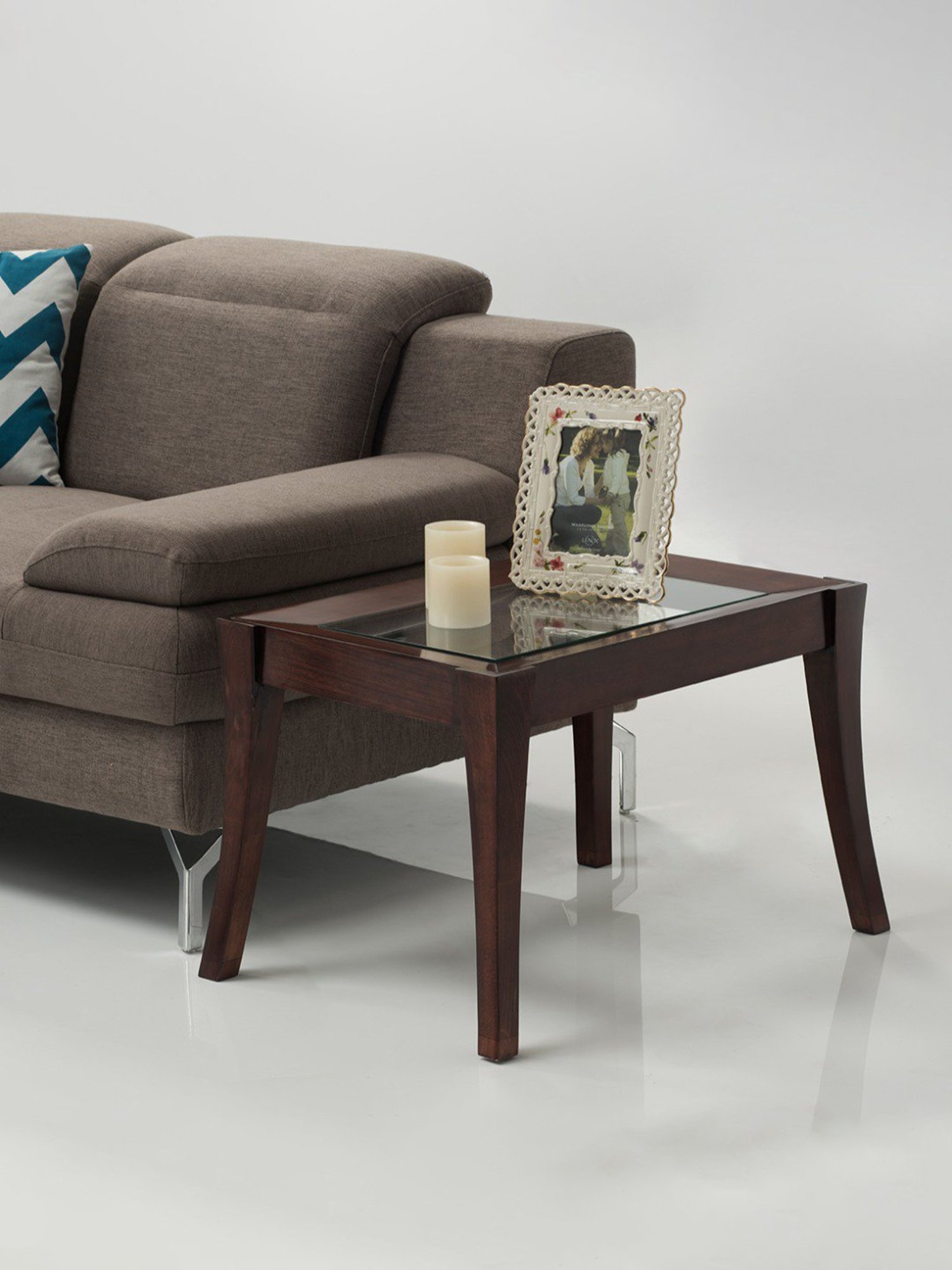 Durian Cameron Walnut Brown Solid Wood Side & End Table in Walnut Finish