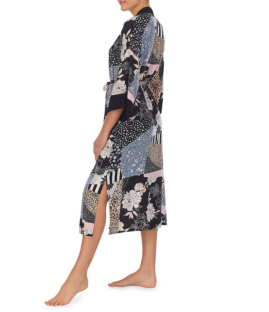 PJ Salvage Solid Ribbed Knit Long Wrap Robe