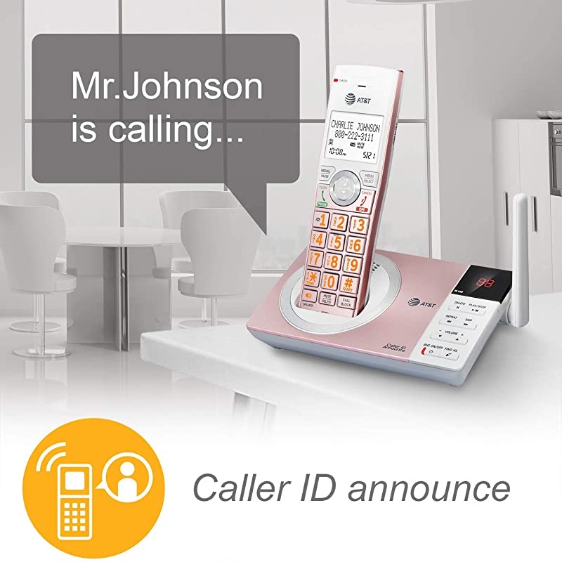 CL82557 5 Handset Answering System with Caller ID Announce, Rose Gold