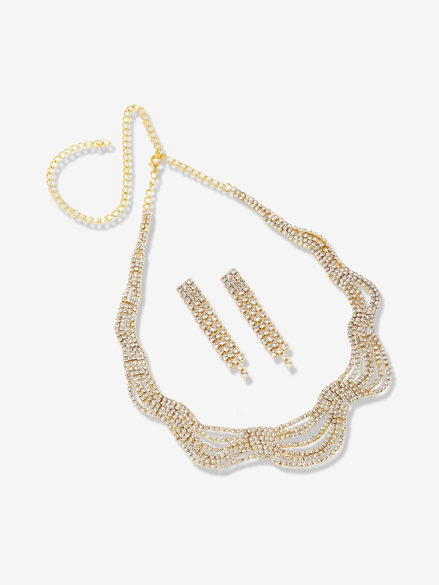 Sohi Silver Plated Designer Party Necklace and Earring Set For Women