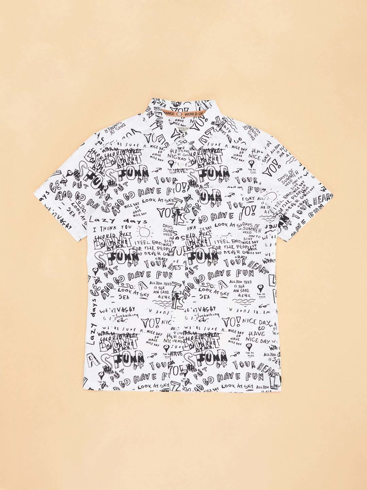 Pantaloons Junior Kids White Cotton Printed Shirt