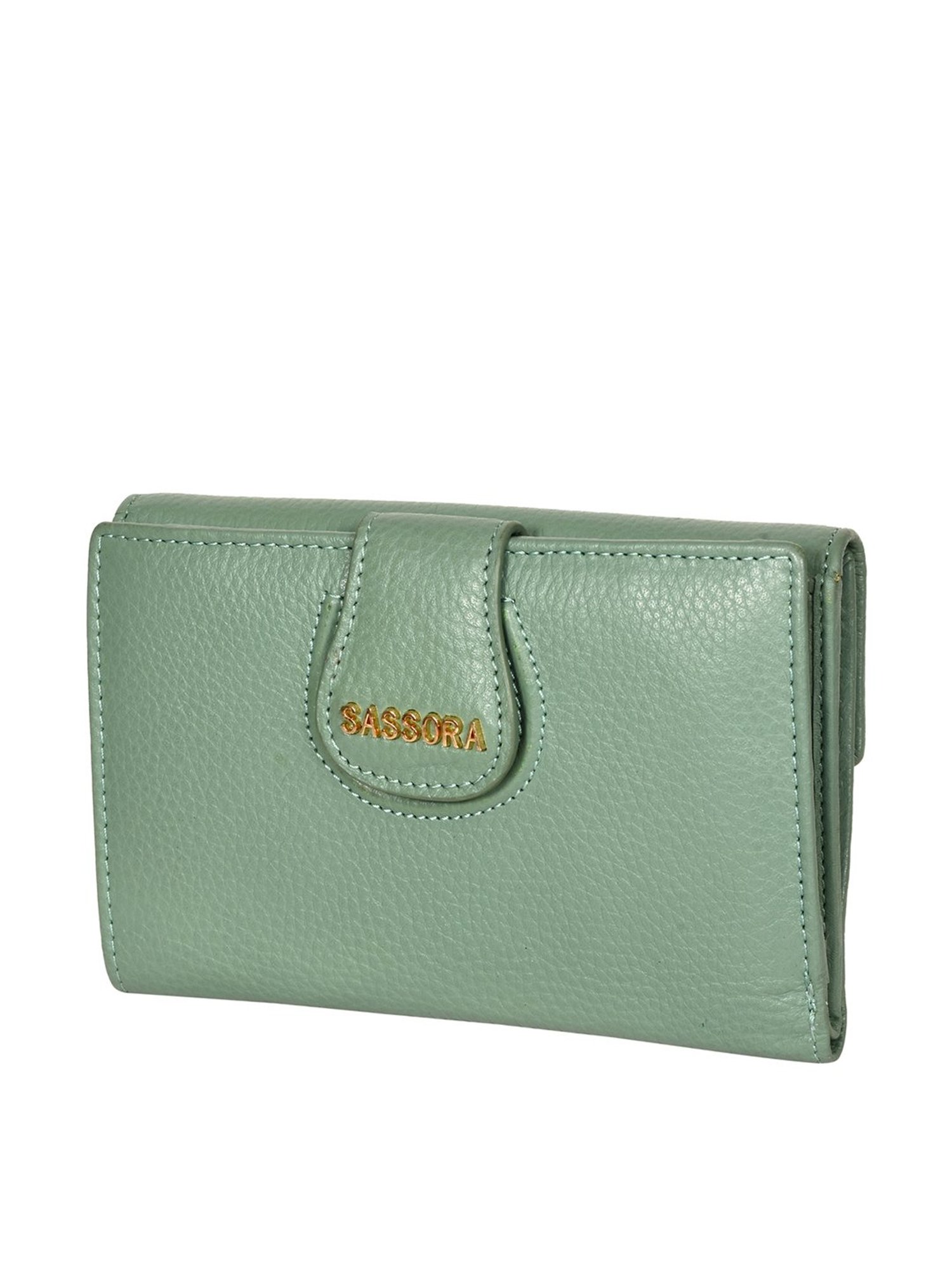 SASSORA Green Solid Rfid Bi-Fold Wallet for Women
