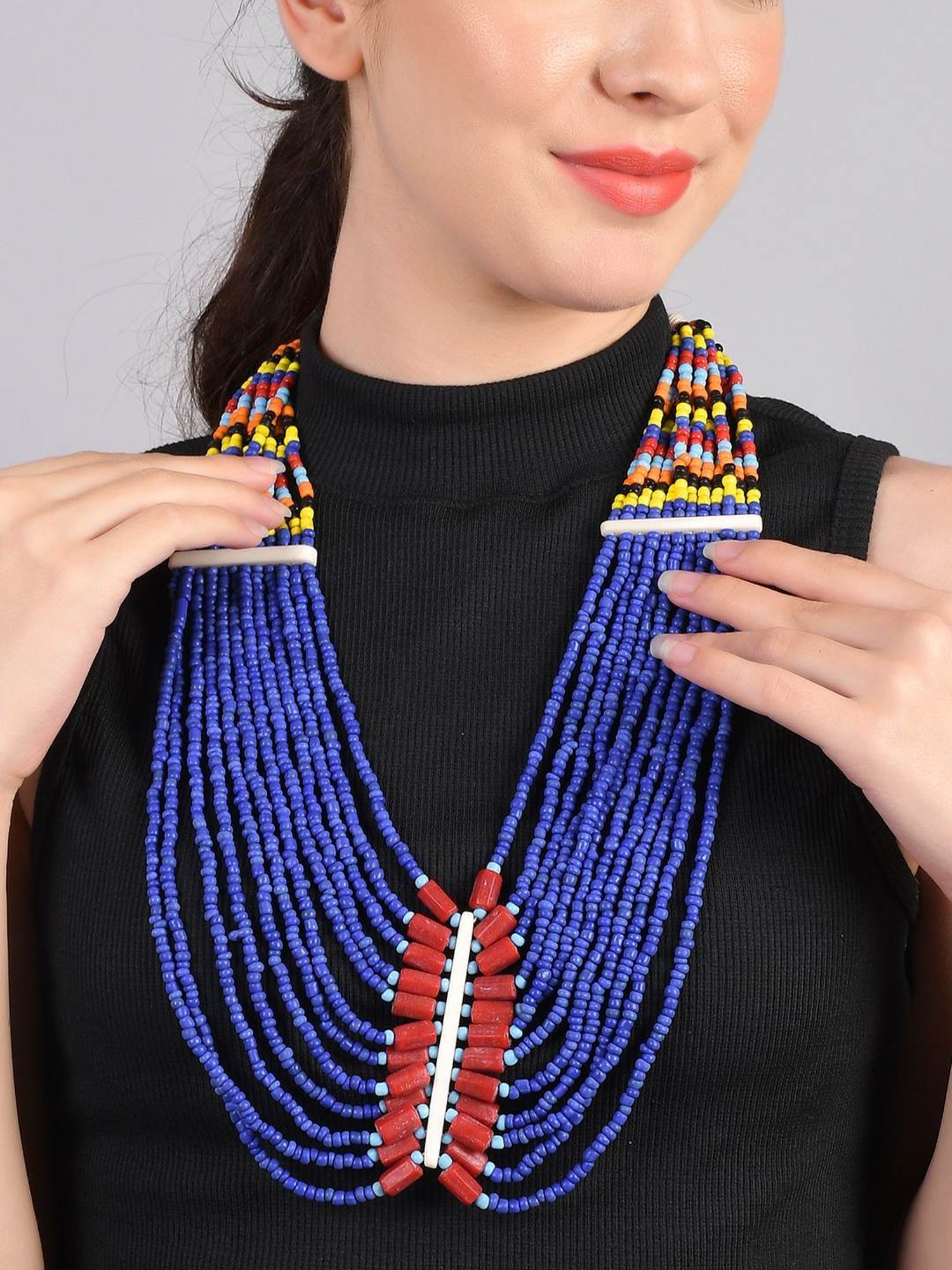 Imli Street Multicolor Vintage Naga Beaded Tribal Necklace