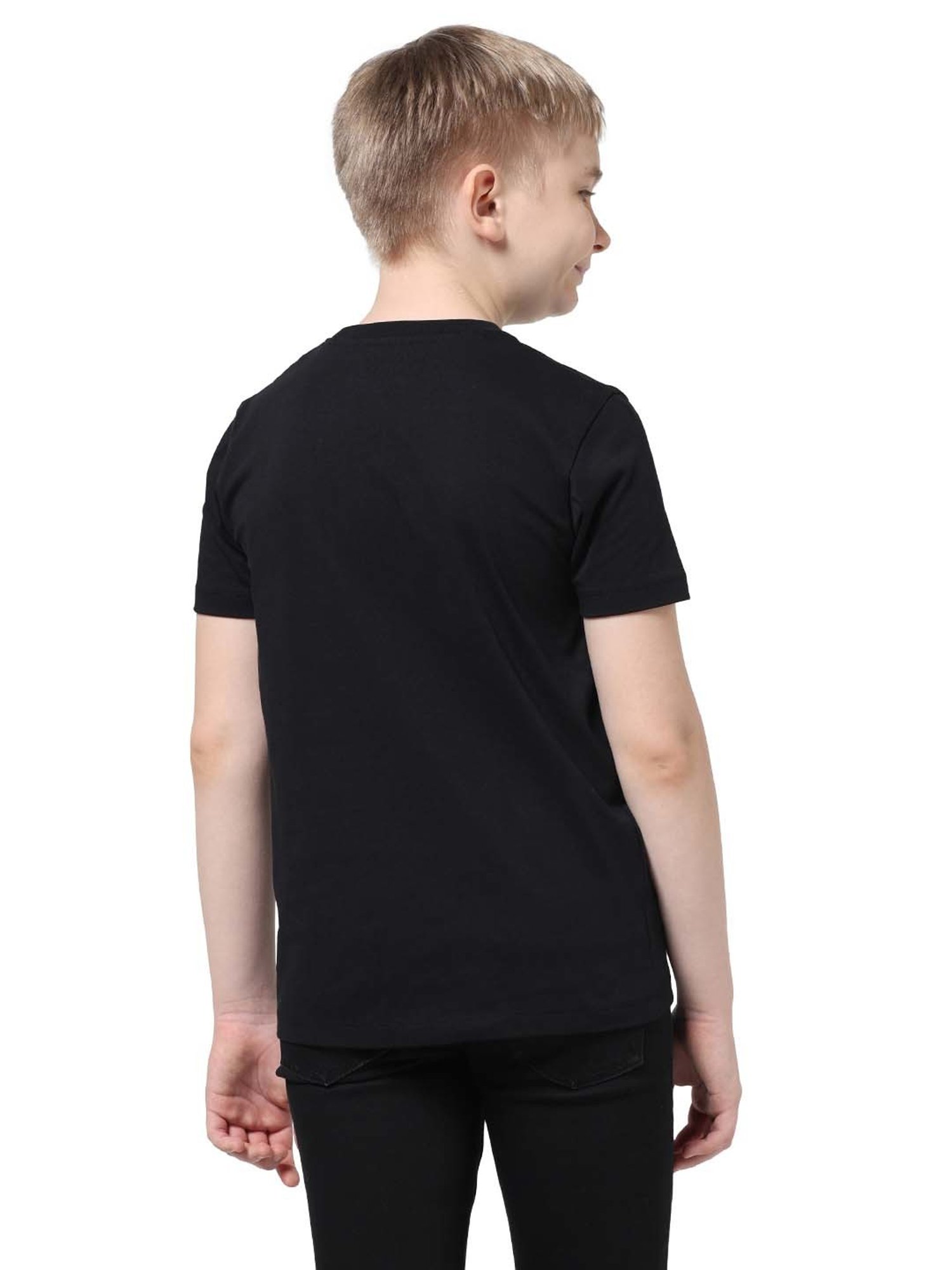 Jack & Jones Junior Boys Jet Black Cotton Printed T-Shirt