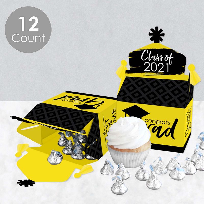 Big Dot of Happiness Yellow Grad - Best is Yet to Come - Treat Box Party Favors - 2021 Yellow Graduation Party Goodie Gable Boxes - Set of 12