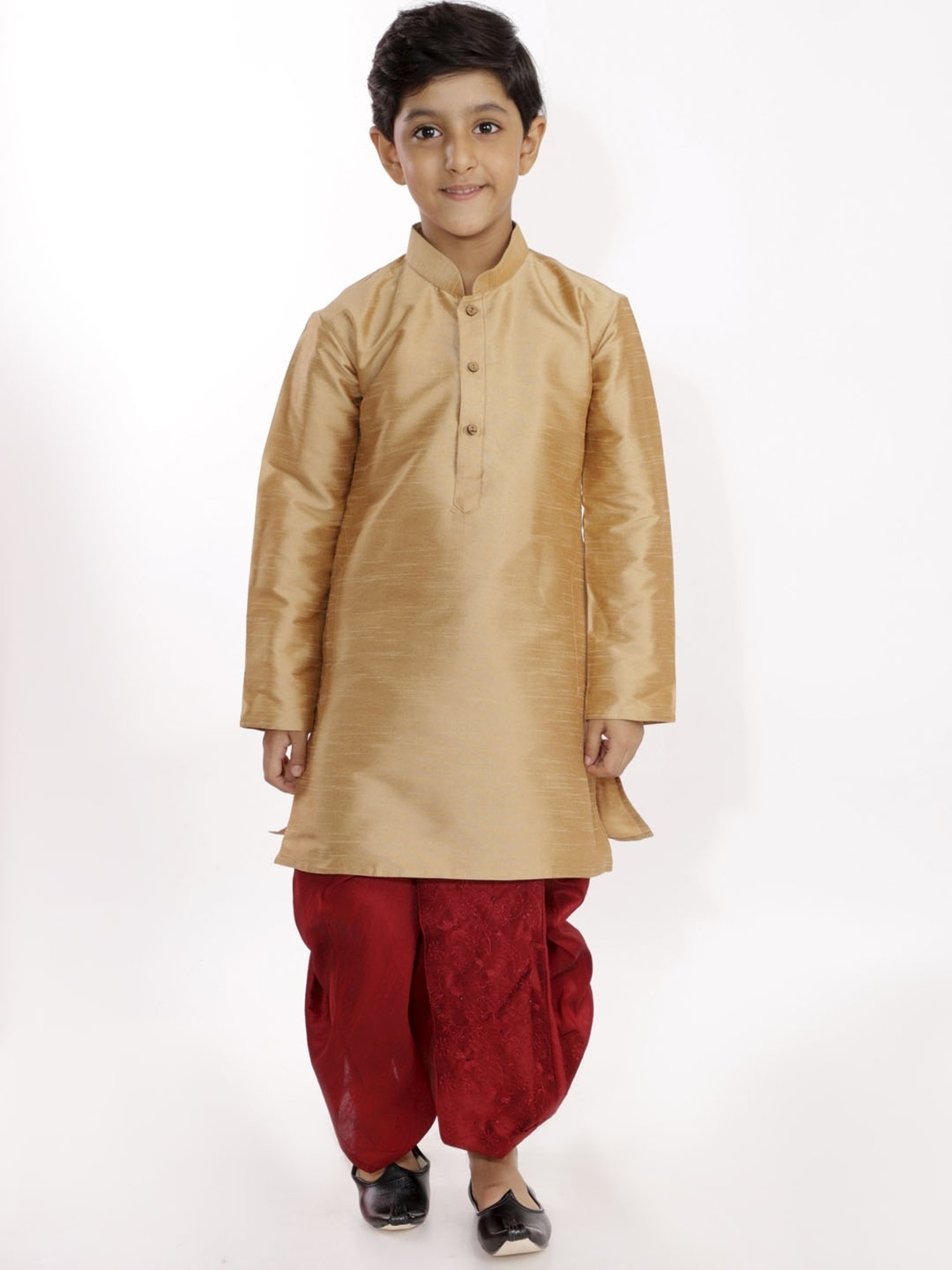 VASTRAMAY Kids Maroon Embroidered Dhoti