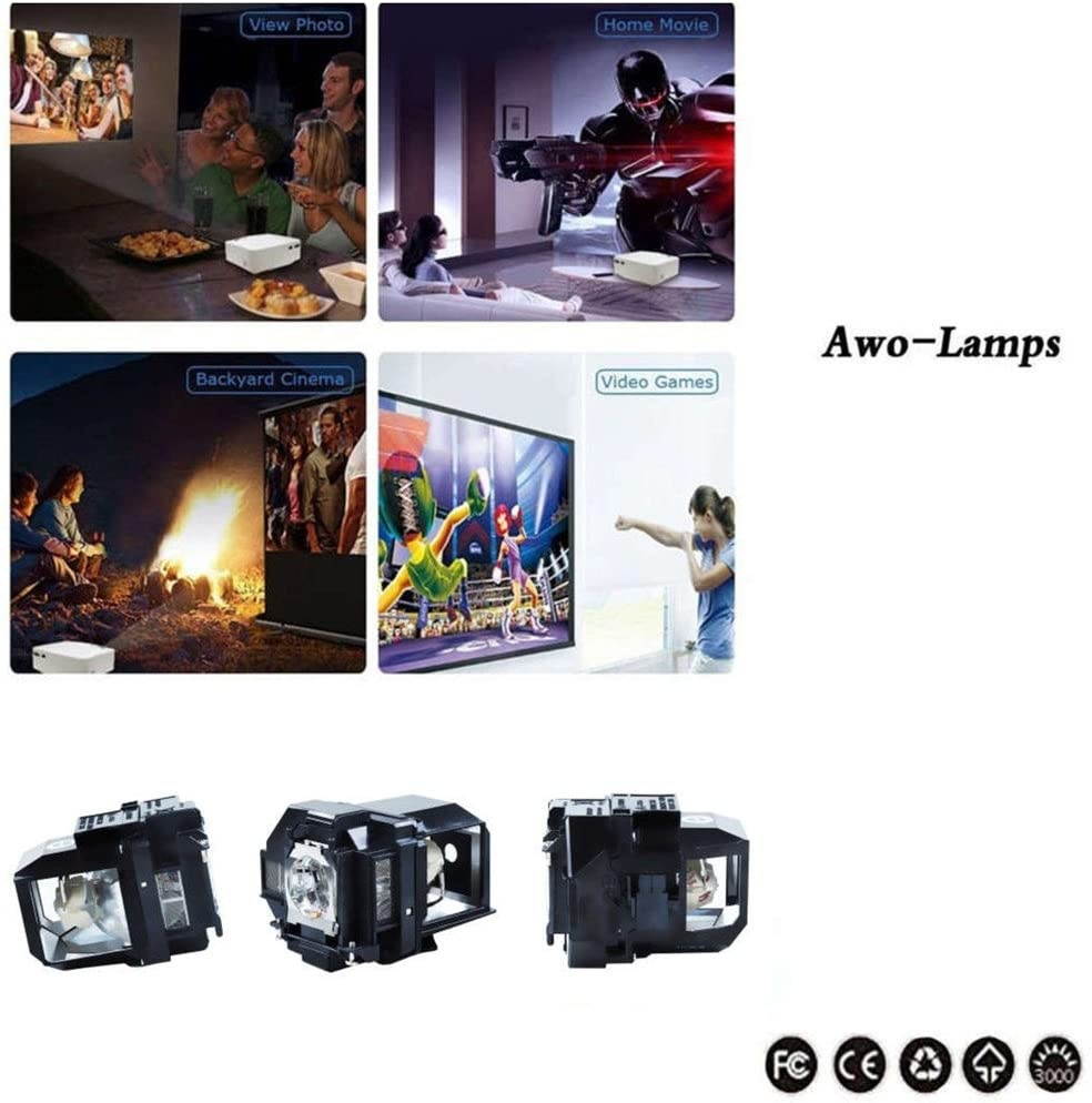 AWO Projector Lamp Bulb with Housing Replacement for EPSON ELPLP96 / V13H010L96 PowerLite X39 1266 1286,Home Cinema 1060 2100 2150 660 760,EB-W42 EB-X41 EH-TW5600 EH-TW5650 EX5260 VS250 VS350 VS355