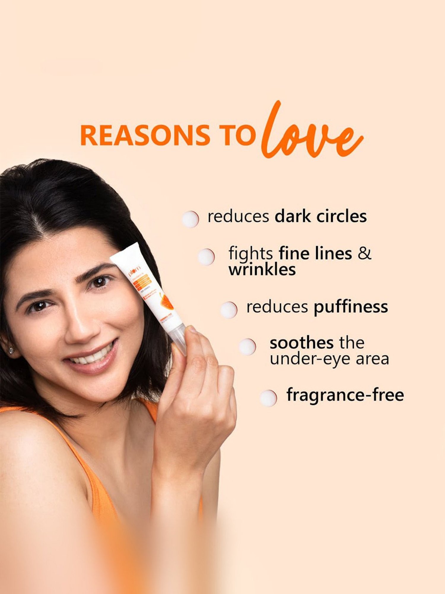 Plum Mandarin & 3% Vitamin C, 3% Peptide, 3% Caffeine Eye Cream - 15 ml