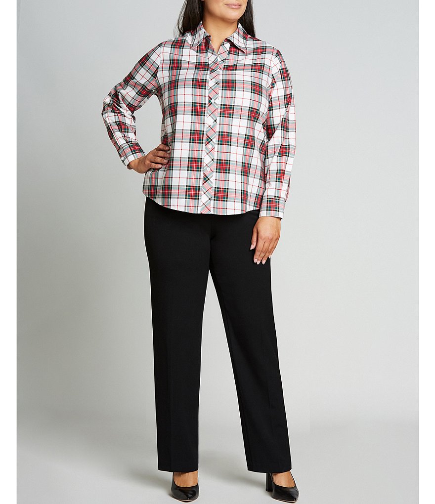 Investments Plus Size the PARK AVE fit Pull-On Straight Leg Pant with Pockets