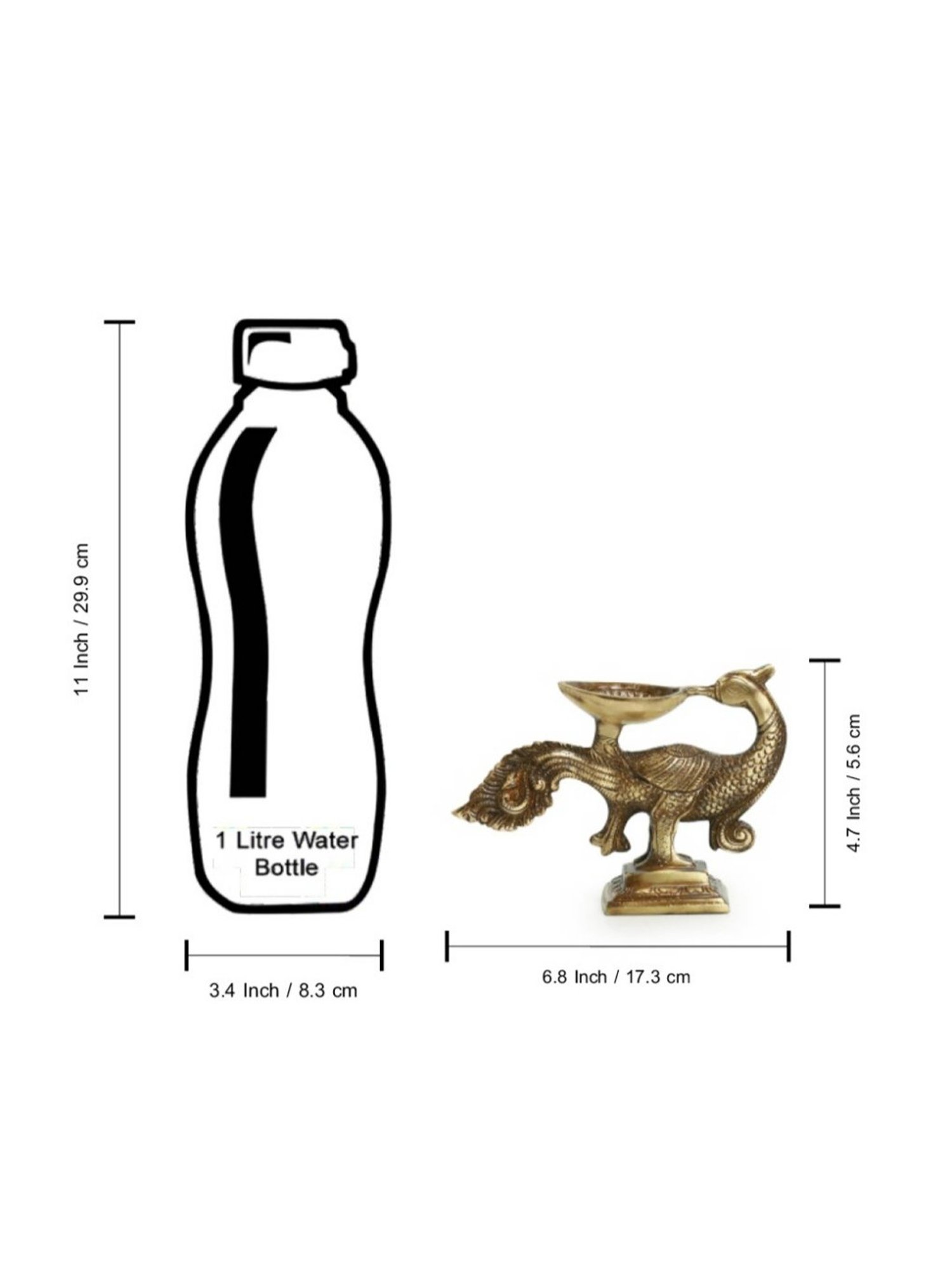 ExclusiveLane Gold Brass Glowing Peacock Hand-Etched Carved Diya