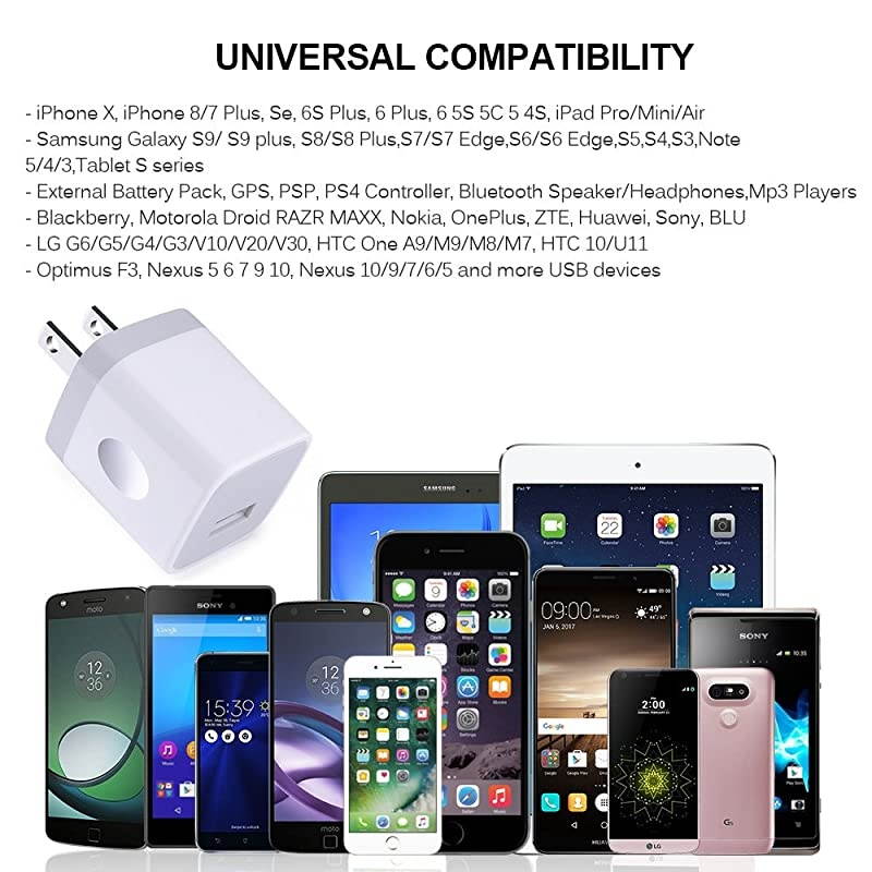 Single Port USB Charger, 1A 5V Wall Plug USB Power Adapter 5 Pack for Phone 12/11/X/8/7/6S/6S/6Plus/6/5S/5,Samsung Galaxy S20 Ultra/S10/S9/S8/S7 Edge Note 20/9/8,HTC,Nexus,Moto, BlackBerry,G8