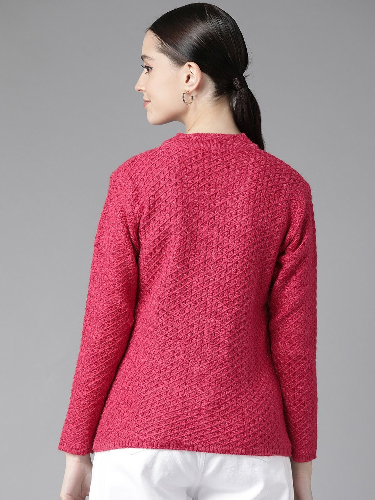 Cayman Pink Self Pattern Cardigan