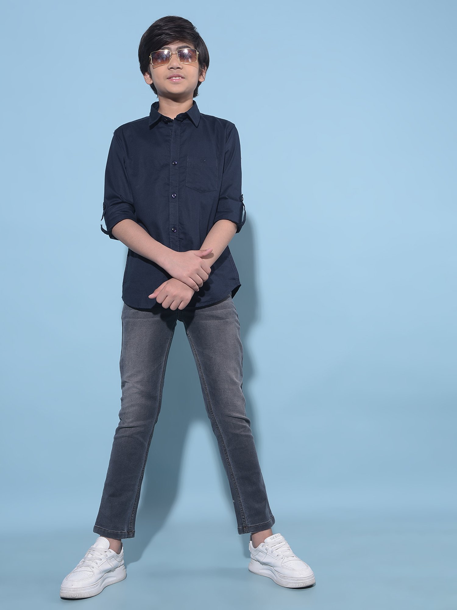 Crimsoune Club Boys Dark Grey Solid Jeans