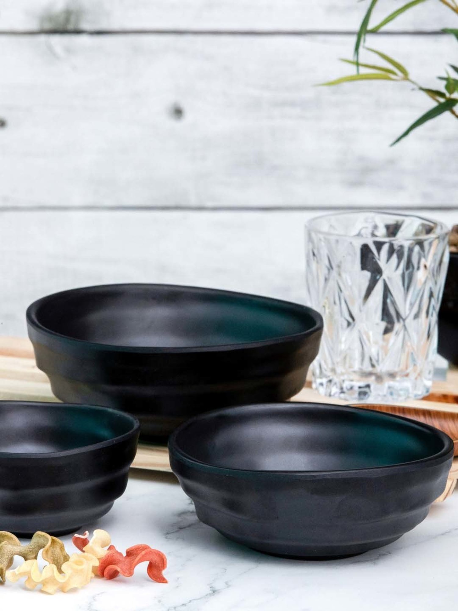 Servewell Persian Black Melamine Matte 3 Serving Bowls