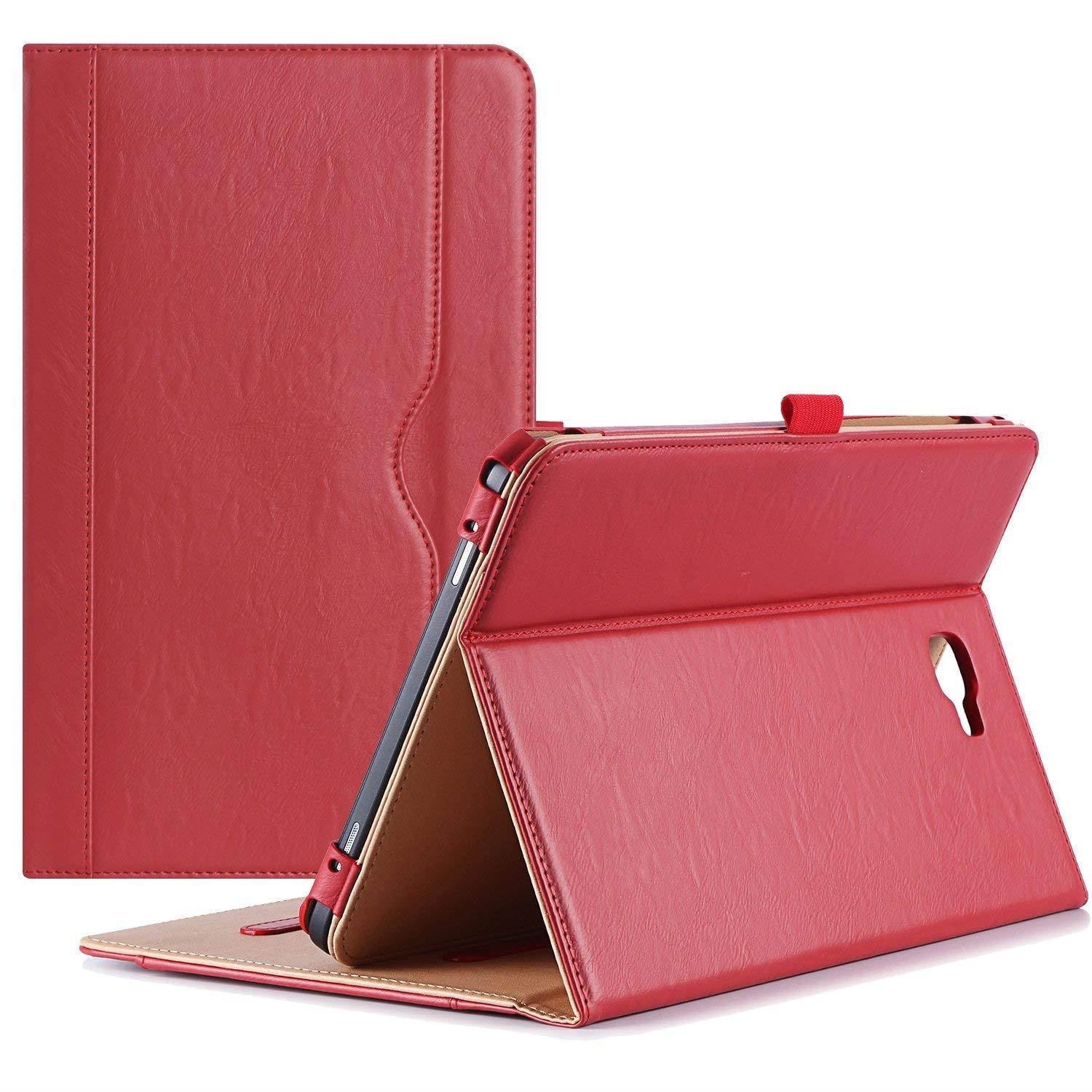ProCase Samsung Galaxy Tab A 10.1 Case - Stand Folio Case Cover for Galaxy Tab A 10.1" Tablet SM-T580 T585 T587 (NO S Pen Version), with Multiple Viewing Angles, Document Card Pocket - Red
