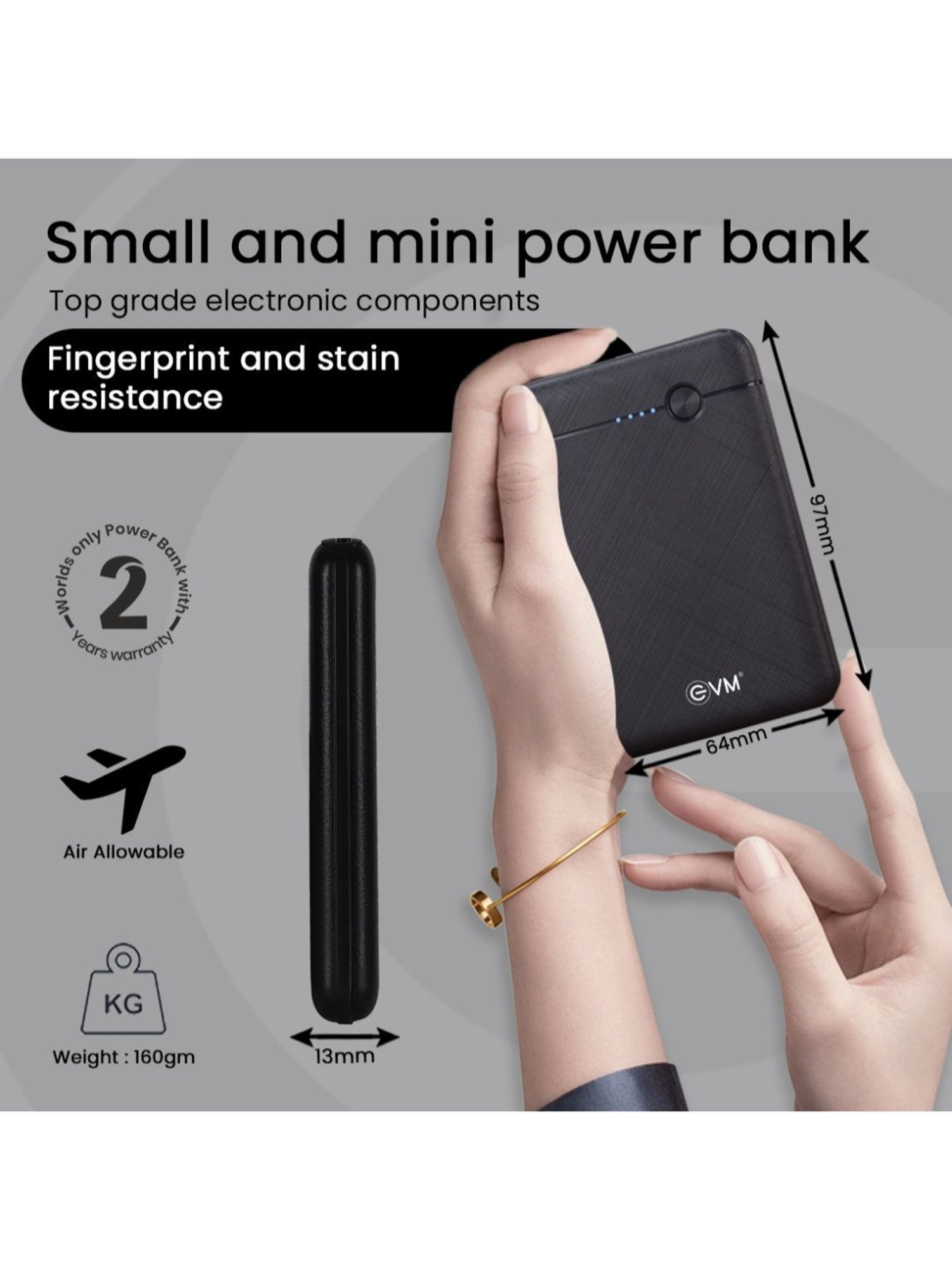 EVM P0210 Ennano Power Bank 5000mah (Black)