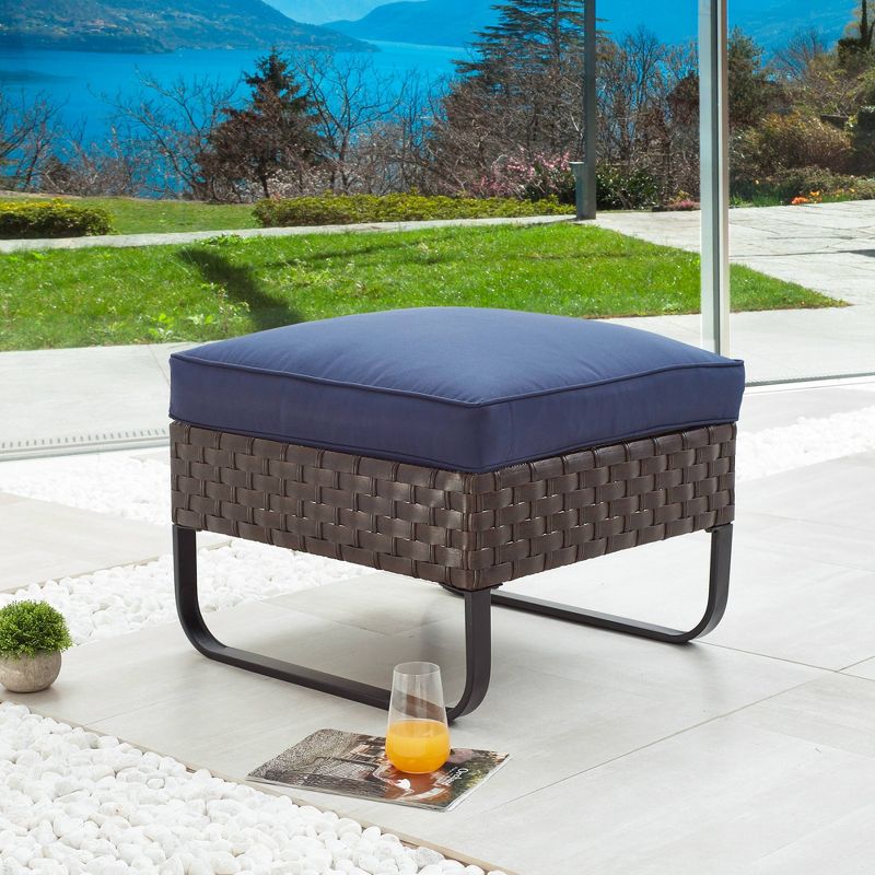 Newbury Premium Grade A Teak Wood Patio Ottoman White - Modway