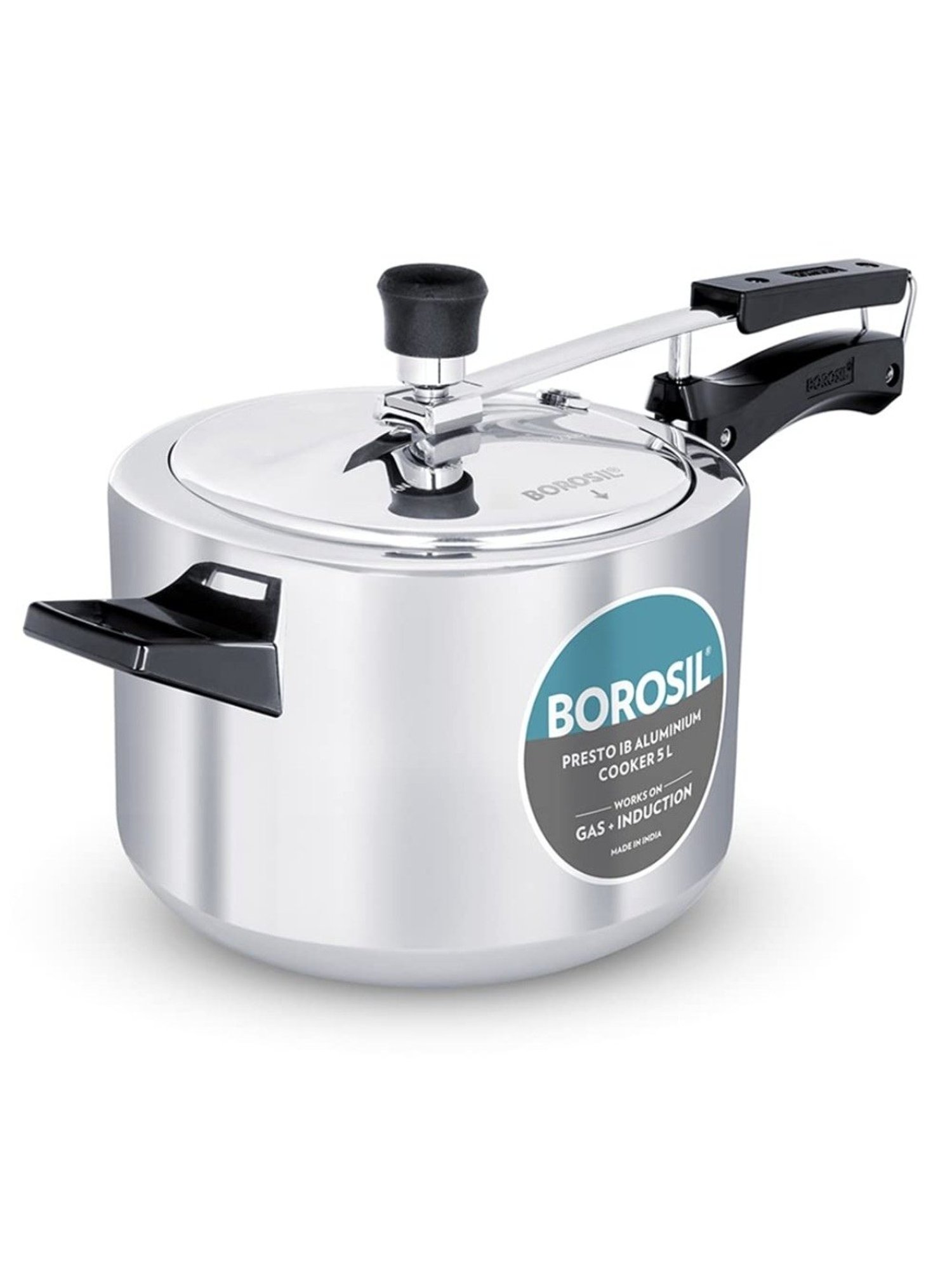 Borosil Silver Aluminium Pressure Cooker (5 L)