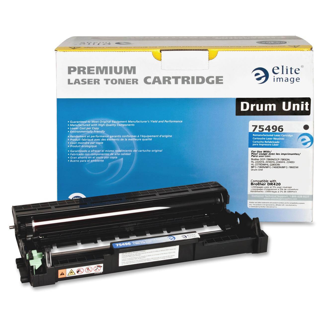 Elite Image 75496 Replacement Drum 12 000 Page Yield Black