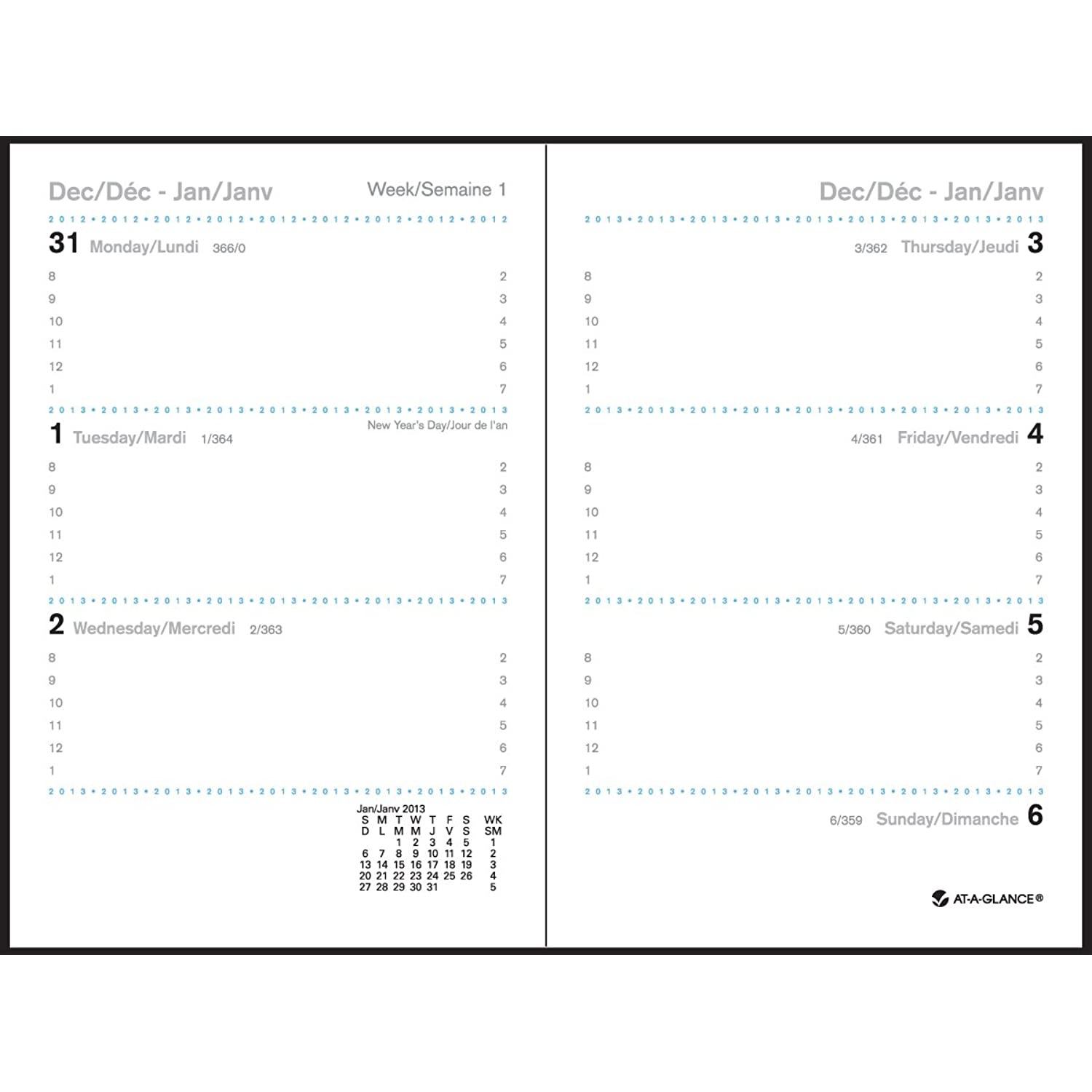 Day-Timer 2013&ndash;2014 Two-Page-Per-Day Academic Year Original Folio-Size Refill, 8.5 x 11 Inches (94010)