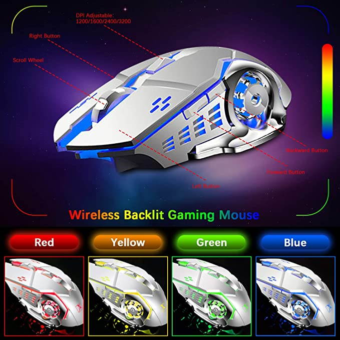 UKCOCO RGB Gaming Keyboard and Colorful Mouse Combo, USB Wired LED Backlight Gaming Mouse and Keyboard for Laptop PC Computer Gaming and Work, Letter Glow, Mechanical Feeling - Black