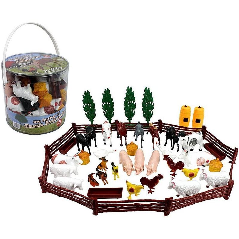 Hingfat Farm Animal Toy Figures Playset, 50 Pieces