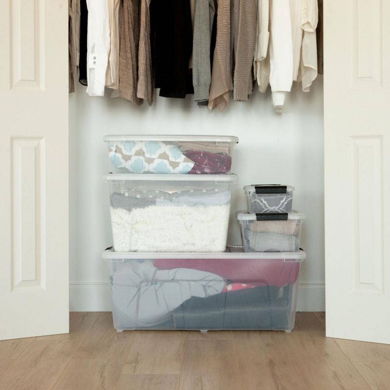 IRIS 26 Quart Stack & Pull Box, Clear, Pack of 6