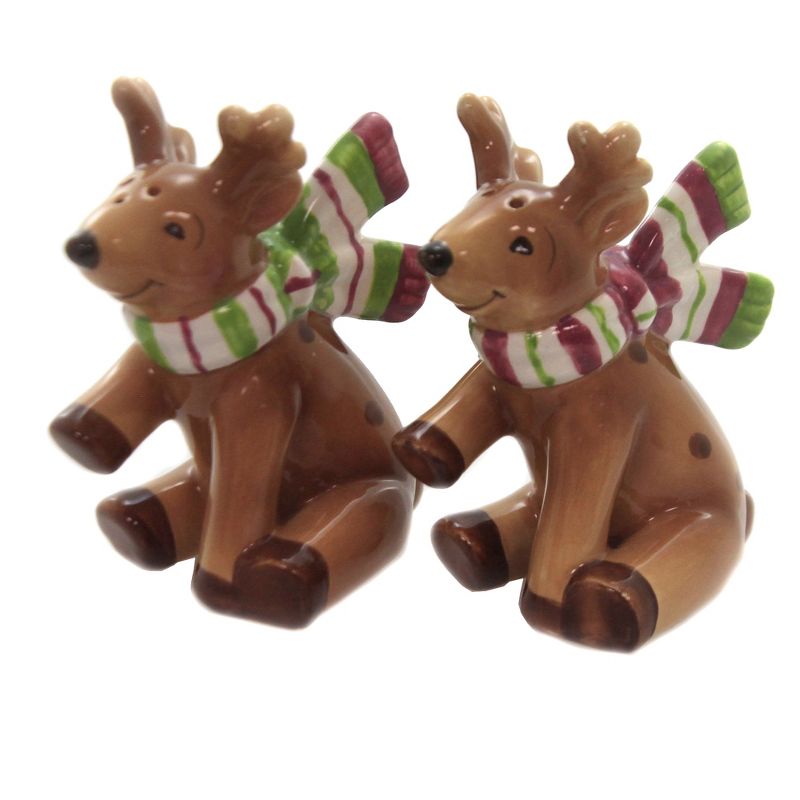 Tabletop 3.5" Reindeer Salt/Pepper Christmas Scarf Cosmos Gifts Corp.  -  Salt And Pepper Shaker Sets