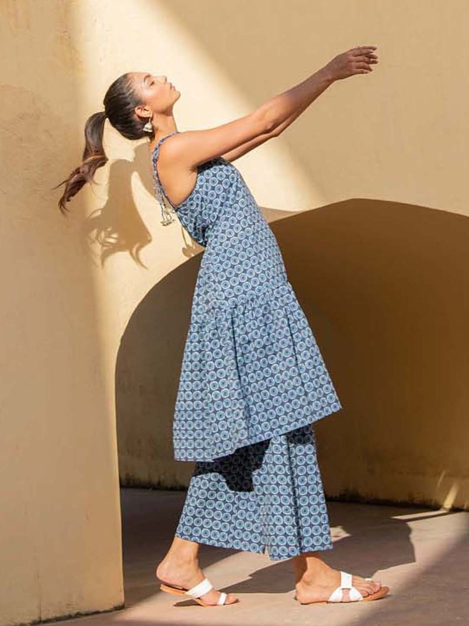 KAORI BY SHREYA AGARWAL Blue Cotton Printed Kurta Palazzo Set